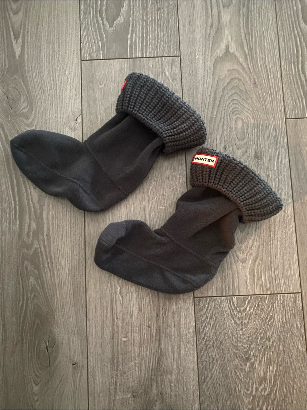 Hunter Grey Fleece Knit Short Boot socks